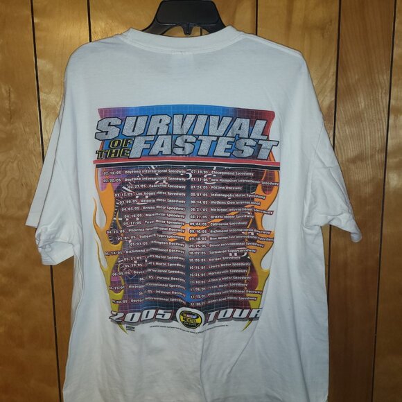 2005 Nascar Survival of the Fastest Shirt XL Short Sleeve Double Sided WHITE A4 - Picture 5 of 7